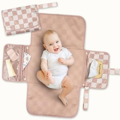 Tiny Twinkle Portable Diaper Changing Pad | Waterproof, Wipeable & Compact Baby Changing Pad for Travel | Smart Wipes Pocket & Organized Storage| Newb