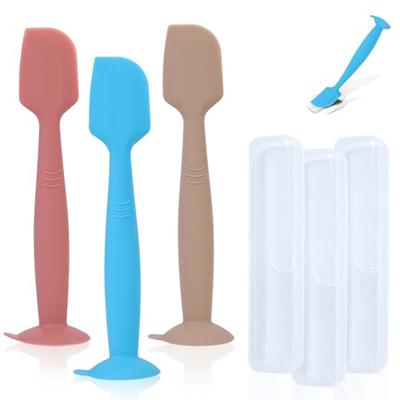 babove Baby Diaper Cream Spatula Applicator 3 Pack with 3 Travel Cases - Soft Silicone Butt Paste Spatula with Suction Cup - Portable Newborn Essentia