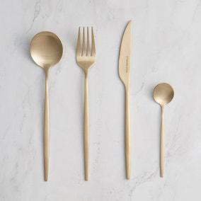 Hexham Gold 16 Piece Cutlery Set | Dunelm