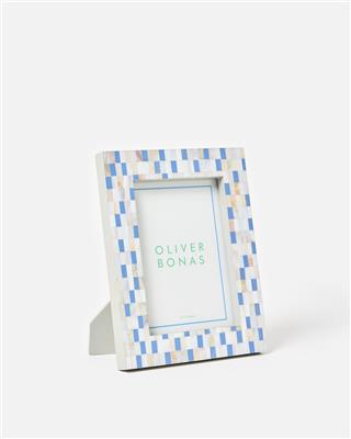 Lina Blue Resin & Mother Of Pearl Photo Frame 5x7 | Oliver Bonas