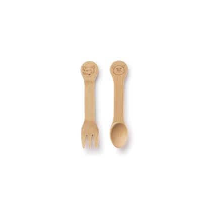 Bamboo Kids Fork & Spoon Set | 18M  | FSC-Certified | BPA-Free | bambu