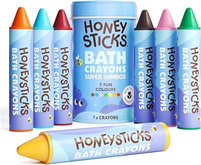 Amazon.com: Honeysticks Super Jumbo Bath Crayons Non Toxic (7 Pack) for Toddlers 1-3 and Kids 4-8, Natural Beeswax Crayons, Food-Grade Colors, Fragran