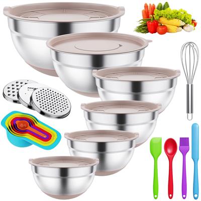 TINANA 26PCS Stainless Steel Mixing Bowls with Lids, Nesting Bowls Set, Graters, Utensils - Walmart.com