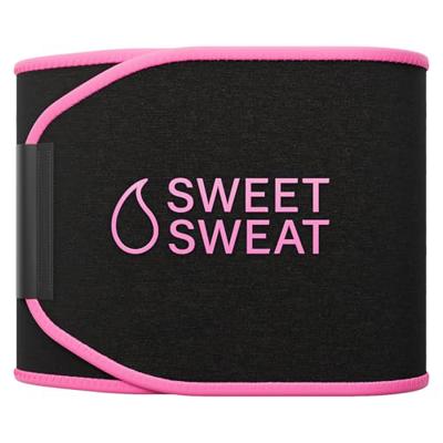 Sports Research Sweet Sweat® Waist Trimmer for Women and Men - Sweat Band Waist Trainer for High-Intensity Training & Workouts Black/Pink