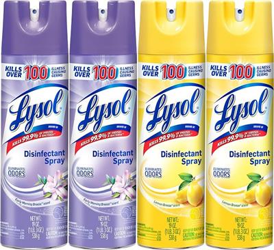 Amazon.com: Lysol Disinfectant Spray Bundle, Sanitizing And Antibacterial Spray, For Disinfecting And Deodorizing, contains x2 Lemon and Early Morning