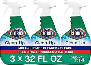 Amazon.com: Clorox Clean-Up Multi-Surface Cleaner with Bleach, Original, Spray Bottle, Cleans Dirt and Grime Off Most Surfaces and Countertops, Kills