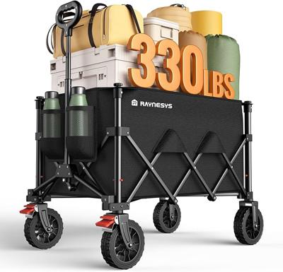 Amazon.com : 180L Wagons Carts Foldable with Wheels and Brakes for Camping Grocery | 330lbs Capacity Collapsible Foldable Wagon, All-Terrain Wheels,He