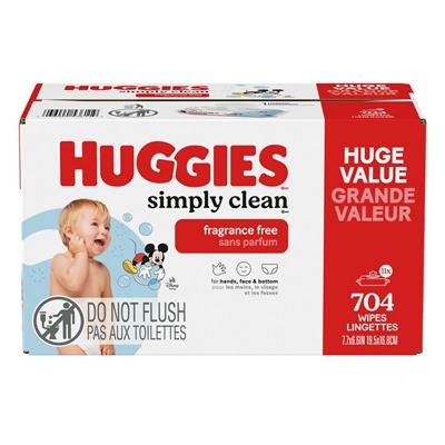 Huggies Simply Clean Baby Wipes, UNSCENTED, 11 Flip Lid Packs, 704 Wipes - Walmart.ca