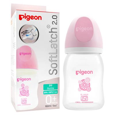 Pigeon Soft Latch 2.0 Anti Colic System Nursing Bottle White & Pink - 160 ml Online in India, Buy at Best Price from FirstCry.com - 20226688