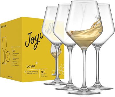 Amazon.com | JoyJolt Layla White Wine Glasses, Set of 4 Italian Glasses, 13.5 oz Clear – Made in Europe: Wine Glasses