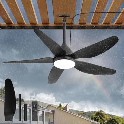 46 Outdoor Ceiling Fan with Lights,Plug in Hanging,IP65 Waterproof(Black) | APP & Remote Control,6 Speeds,Reversible DC Motor,3000-6000K Dimmable LED,