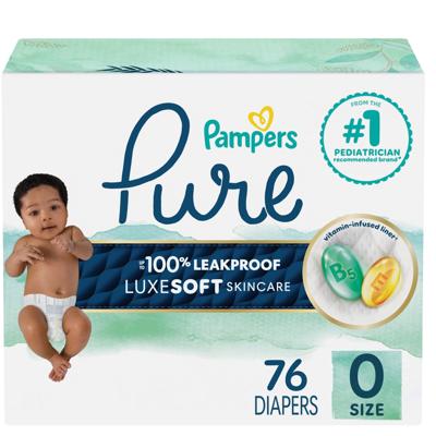 Pampers Pure Baby Diapers, Size 0 (10 lbs ), 76, Up to 100% Leakproof, Premium Hypoallergenic Soft Diapers - Walmart.ca