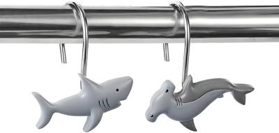 Amazon.com: LLYSTTDS Shark Shower Curtain Hooks 12pcs Decorative Shower Curtain Hangers Heavy Duty Metal Shower Rings Cute Bathroom Decor Accessories