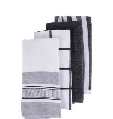 4 Pack Grey Linear Terry Tea Towels - Kmart