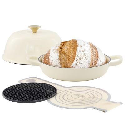 MegaChef 6 Quart Enameled Cast Iron Bread Pot in Cream with Baking Mat : Target