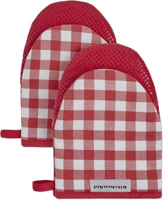 Amazon.com: KitchenAid Gingham Mini Oven Mitt 2-Pack Set, Dried Rose, 5.5x8 : Home & Kitchen