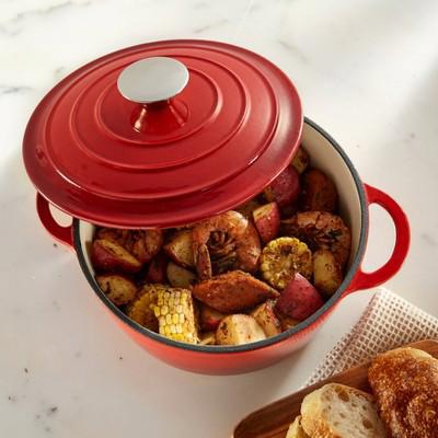 BrylaneHome 2.8 Quart Cast Iron Casserole Dish - Red : Target