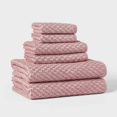 6pc Performance Plus Textured Dot Bath Towel Set Mauve - Threshold™ : Target