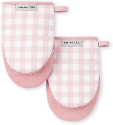 Amazon.com: KitchenAid Gingham Mini Oven Mitt 2-Pack Set, Dried Rose, 5.5x8 : Home & Kitchen