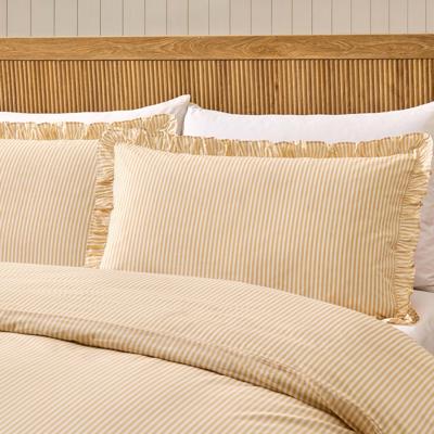 Remy 200 Thread Count Shirting Stripe Print Ruffle Edge Duvet Cover Se – DUSK