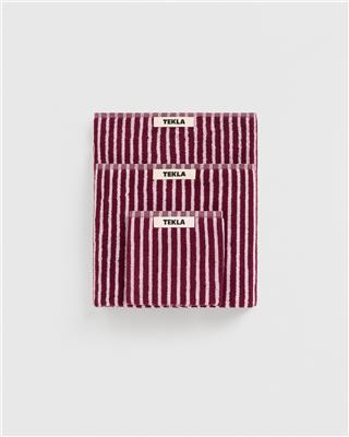 Terry towel – striped – Red and Rose | Tekla Fabrics