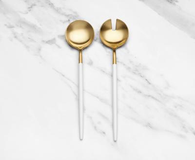 Regan 2-Pc Salad Utensils, Gold & White