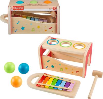 Fisher-Price Wooden Pound & Tap Bench Xylophone Toddler Musical Instrument Toy, 6 Wood Pieces - Walmart Exclusive - Walmart.ca