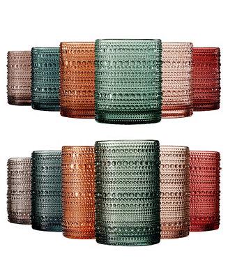 The Wine Savant Khen Hobnail Drinking Glasses Pastel Colored Beaded Set of 12 - Macys