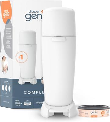 Amazon.com: Diaper Genie Complete Diaper Pail (White) – Includes 1 Refill (Holds 270 Newborn Diapers) & 1 Carbon Filter : Baby