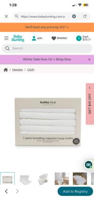 Bubba Blue Towelling Nappies/Burp Cloths 7 Pack White | Baby Bunting AU