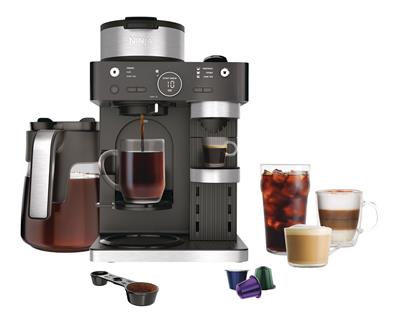 Ninja Drip Coffee Maker & Espresso Pod Machine with Glass Carafe & Fold Away Frother, Black, 12-Cup