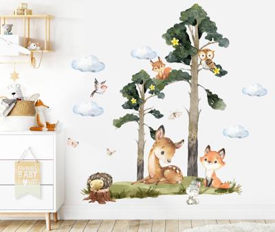 Forest Animals Wall Stickers Watercolor Deer Decal Woodland Theme Fox Wall Decor Art Nursery Tree Owl Peel and Stick Kids Room Gift - Etsy Australia