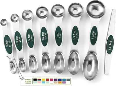 Amazon.com: Spring Chef Stainless Steel Magnetic Measuring Spoons Set of 8, Black | Dual Sided Metal Teaspoon & Tablespoon Measuring Spoons with Level
