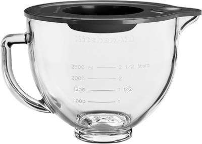 KitchenAid GLASS MIXING BOWL 4.7 L 5KSM5GB | Integrated measurements ensure recipe precision, while a sturdy handle offers a secure grip during heavy