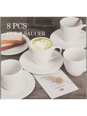 8 Piece Cup & Saucer Set 260ml - Mugs & Sets