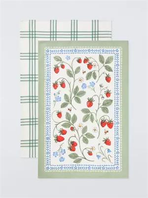 Ulster Weavers Strawberry & Check Cotton Tea Towels, Set of 2