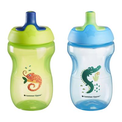 Tommee Tippee Sportee Non-Spill Water Bottle, 12m+, 10oz, Green & Blue, Pack of 2 - Walmart.com