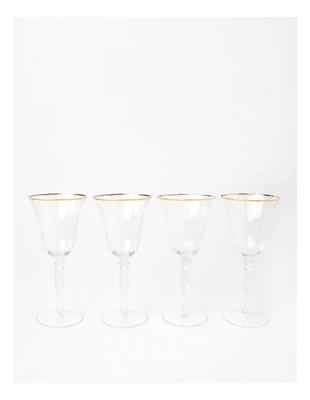 Heritage Gabrielle Wine Glass Set of 4 Gold Rib in Clear | MYER