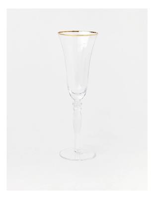 Heritage Gabrielle Champagne Glass Set of 4 Gold Rib in Clear | MYER
