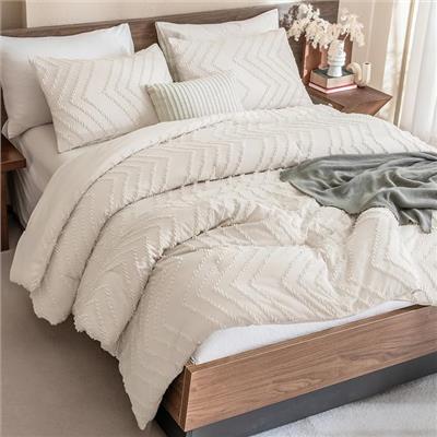 Andency Oversized Super King Comforter Set 120x120 Extra Large Bed Beige | Oversize Super King Boho Cream Warm Neutral Comforter Sets, Aesthetic Chevr