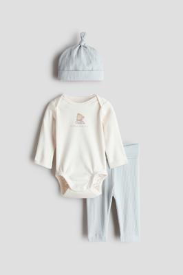 Light dusty blue/Little One 3-piece Cotton Jersey Set for kids | H&M US