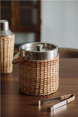 Dakomi ice bucket set with stainless steel tongs and bamboo