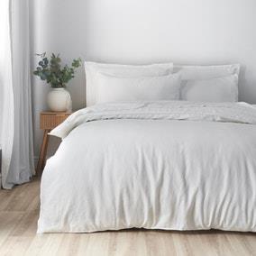 Cotton Linen White Duvet Cover & Pillowcase Set