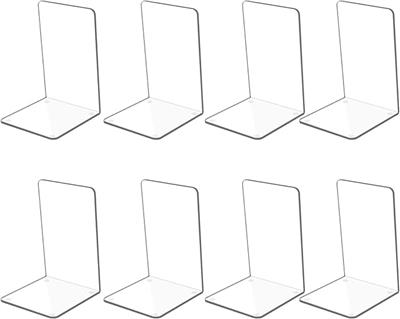 4 Pairs Clear Large Acrylic Bookends for Shelves