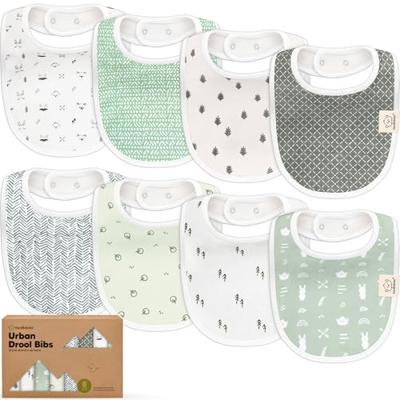 KeaBabies 8-Pack Organic Baby Bibs for Drooling and Teething (Nordic)