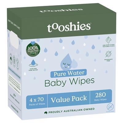 Tooshies Pure Water Wipes 280 Pack | Baby Bunting AU