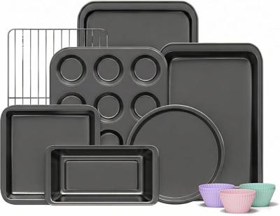 Amazon.com: KITESSENSU Compact Baking Pans Sets, Nonstick Bakeware Sets 19-Piece with Round/Square Cake Pan, Loaf Pan, Muffin Pan, Cookie Sheet, Roast
