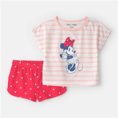 Toddler Girl 2-Piece Disney© Minnie Mouse Short-Sleeve Pyjama Set - Red/White | Carter’s Oshkosh Canada