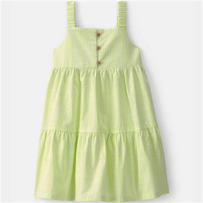 Toddler Girl Striped Tiered Dress - Green | Carter’s Oshkosh Canada