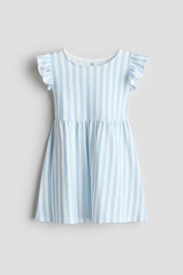 Light blue/striped Printed Cotton Dress for kids | H&M CA